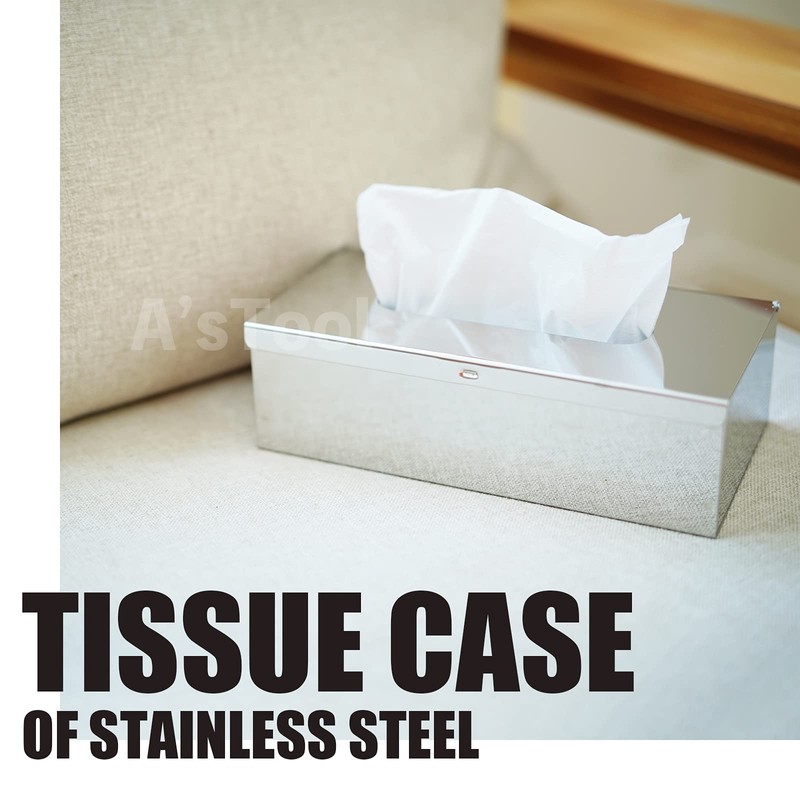 A'sTool Tissue Case, Stainless Steel, Wall Mounted, Flat Lay 2-Way
