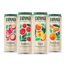 Zevia Zero Sugar Tea, Fruity Tea Variety Pack, 12 oz Cans (12-Pack) – Naturally Sweetened, Zero Calorie Sugar Free - Non-GMO Project Verified, Gluten-Free, Vegan