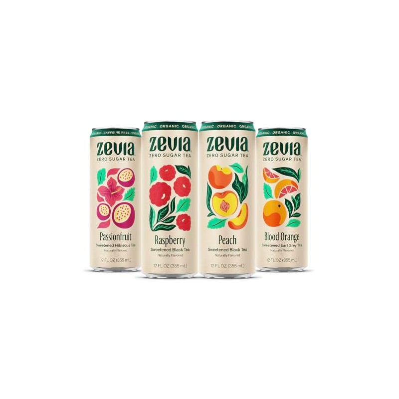 Zevia Zero Sugar Tea, Fruity Tea Variety Pack, 12 oz