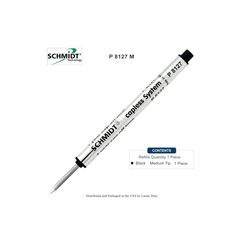 Schmidt P8127 Short Capless Rollerball - Black Ink