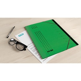 Elba Ordnungsmappe chic A4 aus Karton, 12 Fächer, grün