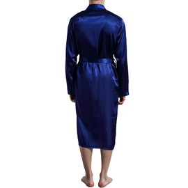 Nuofengkudu Unisex Bathrobe Satin Long Kimono Dressing Gown Lightweight Sauna Gown, blue