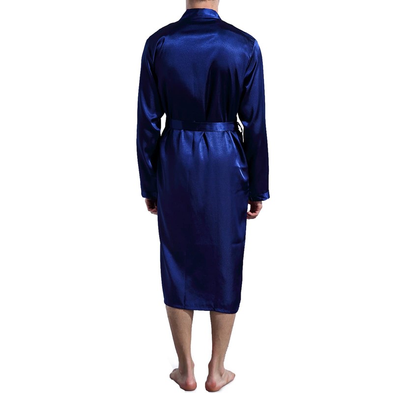Nuofengkudu Unisex Bathrobe Satin Long Kimono Dressing Gown Lightweight Sauna