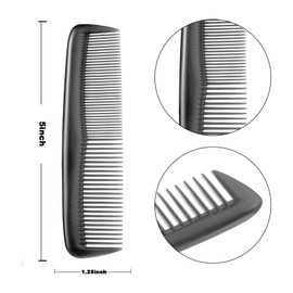 2 Pieces Black Hair Comb Set Fine Tooth Comb and Wide Tooth Comb for Women and Men, Anti-Static Combs for Dry and Wet Hair, Styling Combs for Thin and Curly Hair
