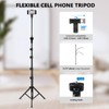PIOENIMAGE 61" Phone Tripod Stand with 15.7" Flexible Gooseneck and
