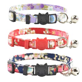 Breakaway Cat Collars with Bell, Set of 3, Durable & Safe Cute Kitten Collars Safety Adjustable Kitty Collar for Cat Puppy 7.5-11in (Purple,Red,Blue1)