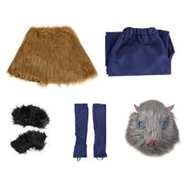 RFMSVO Inosuke Cosplay Costume Cosplay Pants Apron Suit with Mask(Medium)