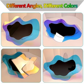 Irregular Wall Mirror Wavy Acrylic Rainbow Mirror Room Decor Aesthetic Mirror Amorphic Vanity Retro Mirror for Bedroom Living Room Bathroom Entryway Wall Decor ( Clouds Style, 15.5 x 10.5 Inch )