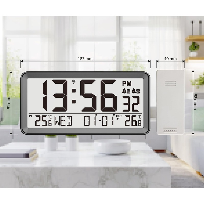 Techno line WT320 Radio-Controlled Alarm Clock with Indoor Temperature and