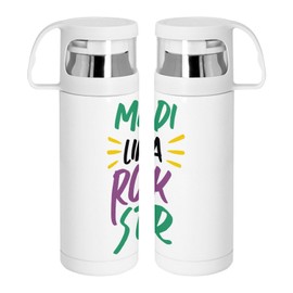 Stainless Steel Thermos Flask with Integrated Cup - Mardi Gras Like a Rock Star Carnival New Orleans - 350ml - Thermos Flask