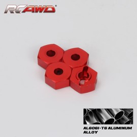 RCAWD Alloy 14mm Wheel Hex Hub Adapter for 1/10 ARRMA 3s & Mega550 Vorteks Senton Granite Big Rock upgraded part 4pcs/set(Red)