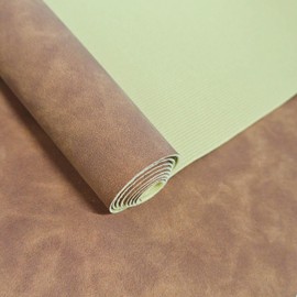 JERLITU Solid Color Scrub Suede PU Faux Leather Roll, 30x135cm, Waterproof Scratch-Resistant Easy Cut & Sew, for DIY Crafts, Furniture Repair, Car Interior, Handbags, Light Brown