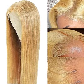 Salharer Real Hair Wig for Women Wigs Straight Human Hair Wig 13 x 6 Lace Front Wig Real Hair with Baby Hair Any Part #27 Honey Blonde Colour 18 Inches