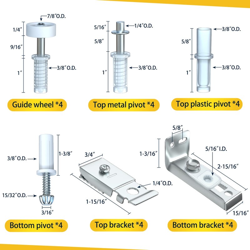 Bi-fold Door Hardware Repair Kit - 4 Pack Closet Door