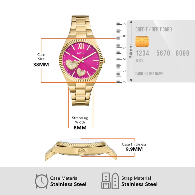 Fossil Scarlette ES5325 Women's Wristwatch, Gold