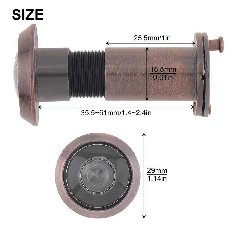 HOJLKLD Door Viewer Peephole,Solid Brass 200 Degree Peep Hole with