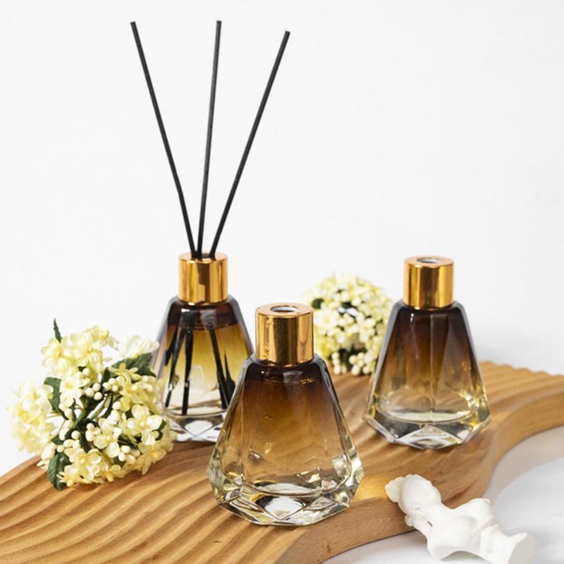 2PCS 60ml/2oz Empty Refillable Glass Diffuser Bottle Diffuser Jars Aromatherapy