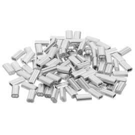 100 Pcs Aluminum Crimping Loop Sleeve 1/32" Diameter Double Barrel Crimp Cable Sleeves Wire Rope Crimping Loop Sleeve Cable Ferrule Wire Rope Sleeves for Cables Line End Wires Ropes Crimp