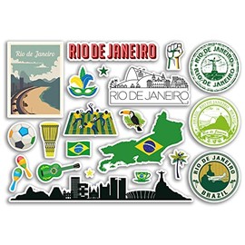 A5 Sticker Sheet Rio De Janeiro Landmarks Vinyl Stickers - Brazil Airport Stamps Skyline Flag Travel Holiday Scrapbooking City Luggage #79116