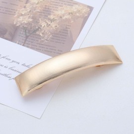 Andelaisi French Metal Square Hair Barrette Vintage Geometric Rectangular Hairclips Gold Smooth Spring Clip Hairpins Minimalist Head Cuff Ponytail Decorative Hair Accessories for Women Headdress