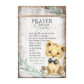 DEXSA Prayer for our Son Wood Plaque - Made in the USA - 6"x9" - Classy Frame Wall & Tabletop Decoration | Easel & Hanging Hook | Natural Twine Accent | Help us show him Jesus in everything we do