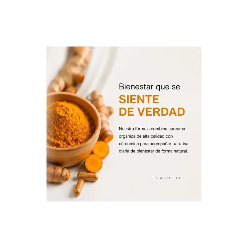 Flairfit® Cúrcuma (Turmeric) 60 cápsulas | Suplemento alimenticio | Antioxidante