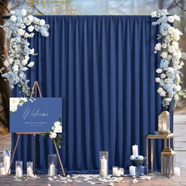 Navy Blue Backdrop Curtains-Wrinkle-Free Navy Blue Curtains Polyester Photography Drapes Wedding Background for Baby Shower Birthday Graduation Party Decorations - 8 X10FT (Navy Blue)