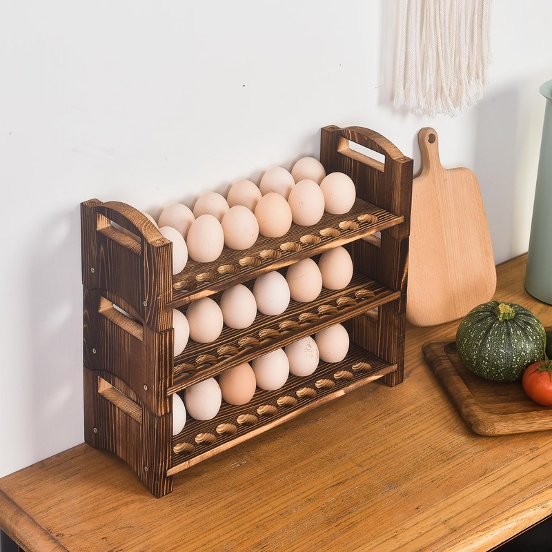 Wooden Egg Holder 3 Layer Fresh Egg Rack Holders Countertop