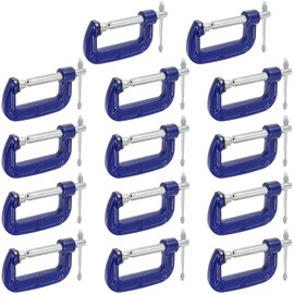 FUNSUEI 14 PCS 2 Inch C Clamp, Heavy Duty Malleable Iron C Clamp with 2 Inch Jaw Opening, 0.85 Inch Throat Depth, G Clamp for Woodworking, Welding, and Building, Blue