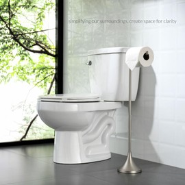 simpletome Toilet Paper Holder Free Standing, Stable Weighted Base, Modern Simple Streamlined Design (Nickel)