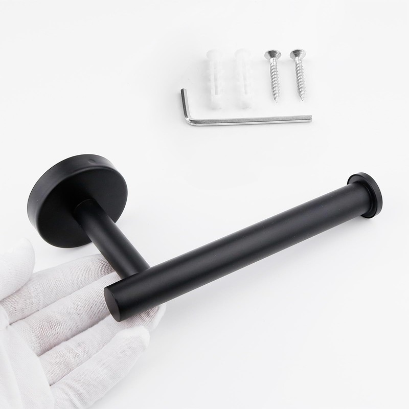 Black Towel Holder 2 Set - Towel Ring & Toilet