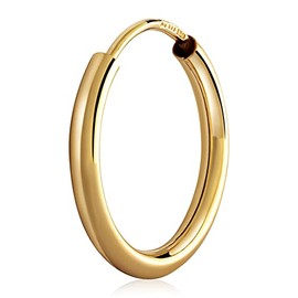 NKlaus Single Creole Earrings 333 Yellow Gold 8 Carat Gold Earrings 2.0 mm Thick Gold Ears, Yellow Gold