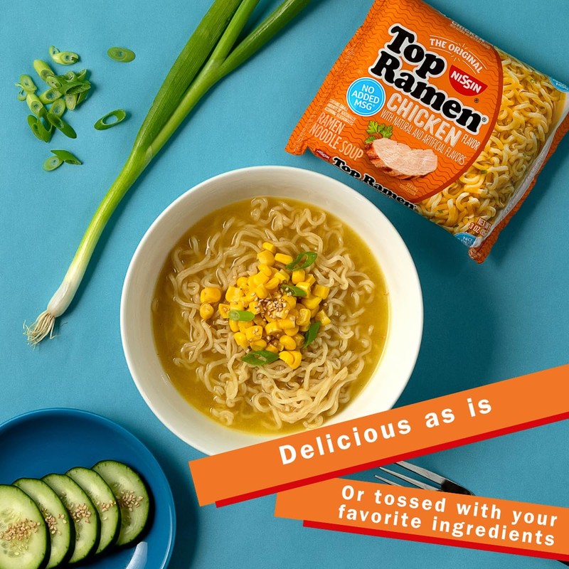 Nissin Top Ramen Noodle Soup, Chicken, 3 Ounce (Pack of