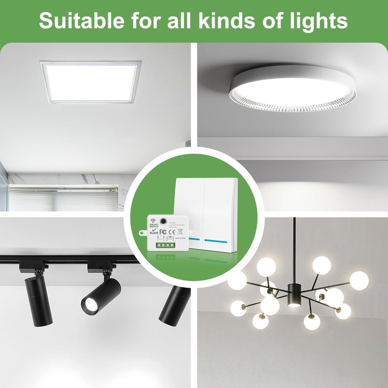 RGBZONE Wireless Remote Light Switch and Receiver Kit, No Wiring,