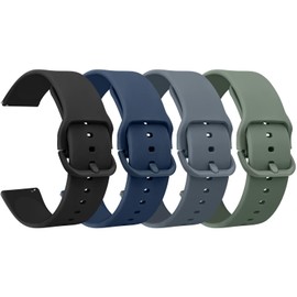 Meliya 20mm 22mm Watch Bands Quick Release Replacement Wristband, 4 Pack Soft Silicone Sport Replacement Straps for Men Women (Black+Navy Blue+Slate Gray+Cactus, 20mm)