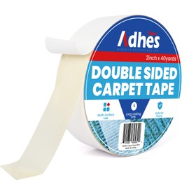 ADHES Double Sided Carpet Tape for Area Rugs – 2 Inch x 40 Yards, Heavy Duty Adhesive, Residue-Free, Rug Gripper for Hardwood Floors, Tile, and Carpeted Surfaces – Easy to Apply