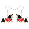 HUAGEO Christmas Acrylic Cute Black Dachshund Dog Earrings Dangle Charms