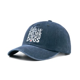 YQZUWUXE Dog Mom Gifts for Women, Embroidered Life is Better with Dogs Hat, Adjustable Dog Lovers Ball Cap, Birthday Gifts for Mom Dad Navy