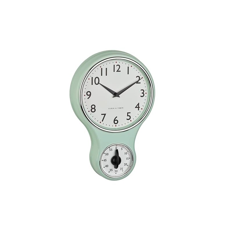 TFA Dostmann Retro Analogue Wall Clock with Timer 60.3073.20 Egg