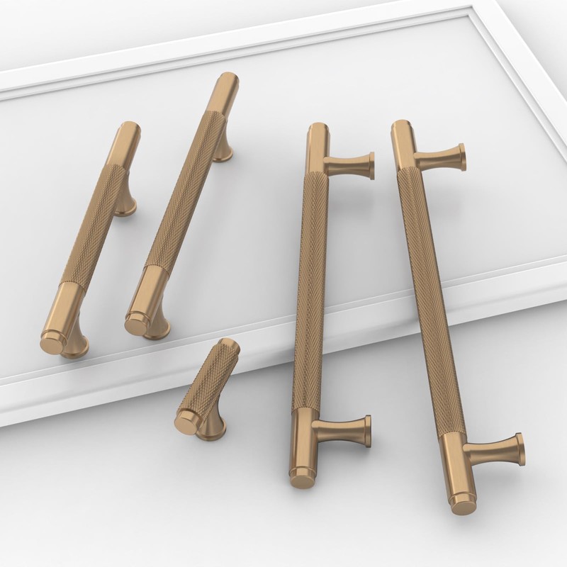 KNOKLOCK 4506C 10 Pack Kitchen Cabinet Knobs Champagne Bronze Knurled