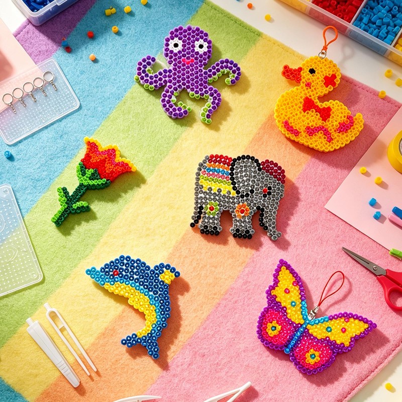 23PCS Fuse Beads Kit, 5mm Animal Pegboard Set with Templates
