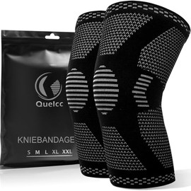 2 Pack Knee Support, Knee Brace Compression Sleeve, Elasticated Knee Support, for Working Out, Running, Basketball, Gym, Weightlifting, Workout, Size M, Black