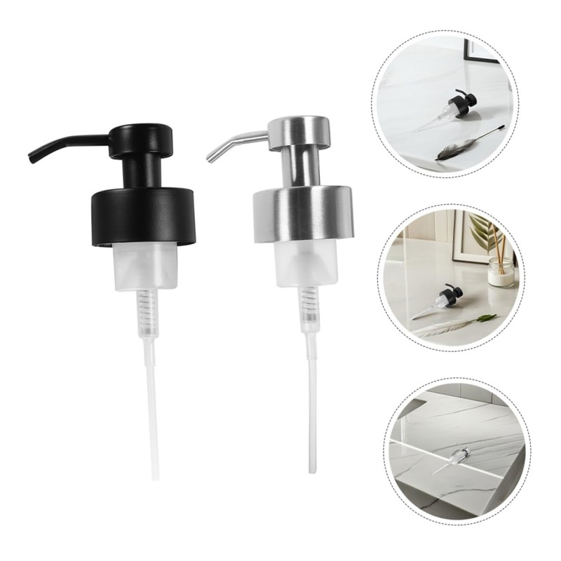 KONTONTY 2pcs Liquid Pump Dispenser Replacement Stainless Steel Soap Pump