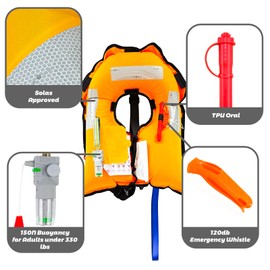 Automatic Inflatable Life Jacket,Preserver PFD for Adults,Life Vest for Adult,Supports Weight up to 330 pounds (639-P CAM)