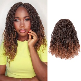 Pelokaa Yanky Twist Crochet Hair - 12 Inch 8 Packs (240 Strands) Ombre Brown Pre-twisted Fluffy Spring Passion Micro Mini Twist, Pre-Looped Mid-Length Curly Crochet Braids (12 Inch, T30-8P)