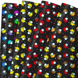 JenJen Tradition Video Game Wrapping Paper Sheets Boy Birthday Wrapping Paper Christmas Gift Wrap Paper For Boys 8-Piece Space Adventure Themed Gift Wrap Paper Set – 4 Fun Game-Inspired Designs