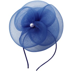 Zeyune Fascinators Hats for Women Tea Party Elegant Headband Derby Hats with Hair Clip for Wedding Bride Party(Navy Blue)