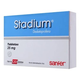 Stadium|Dexketoprofeno AINE Analgésico|25mg|20 Tab