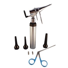 Veterinary Otoscope Kit - Open Slit with 3 Reusable Specula, Crocodile Forceps and Two Replacement Bulbs - Home and Professional Use