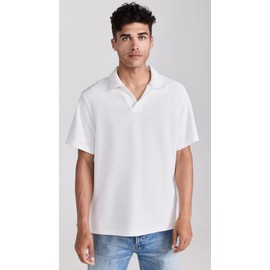 FRAME Men's Short Sleeve Jacquard Polo, Off White, S